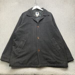 Vintage GAP Factory Store Wool Blend Button Front Car Coat Mens Large Gray
